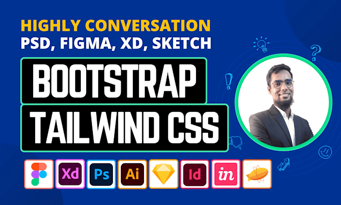 convert figma to HTML, xd to HTML, CSS, bootstrap, or tailwind CSS