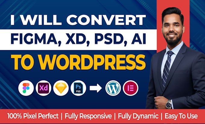 I will convert xd, PSD, ai, or figma to wordpress website design